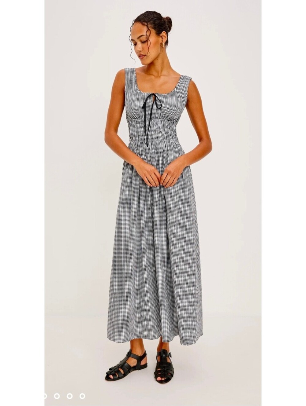 Rails Black and White Gingham Maxi Dress with Tie Front